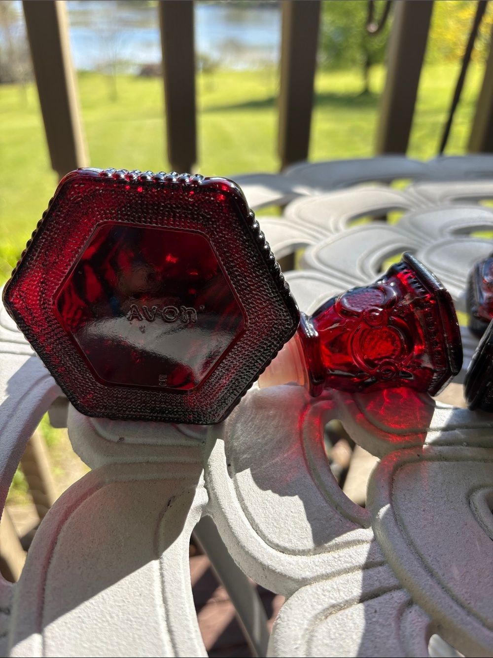 Avon Cape Cod Vintage-Style Ruby Red Glass Candlesticks holders set. - Picture 5 of 7